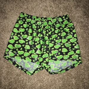 green heart spandex shorts